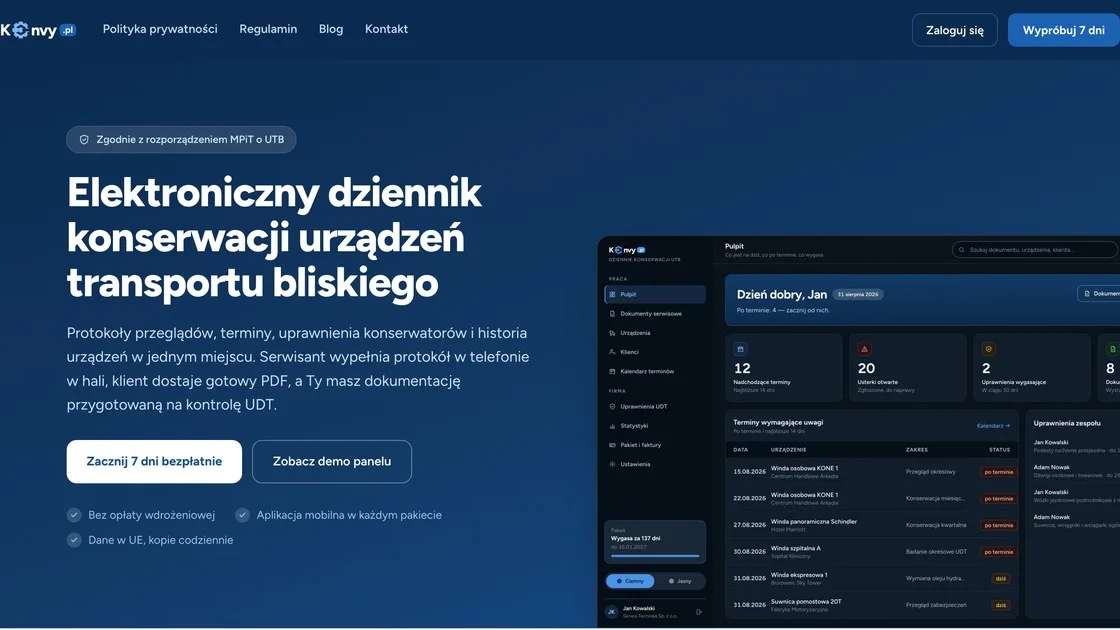 Konvy.pl - elektroniczna książka serwisowa utb